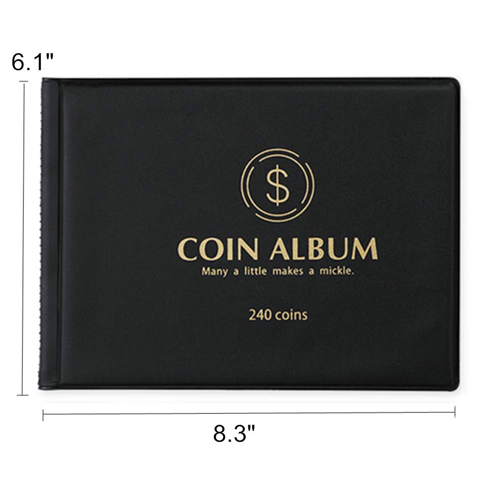 MUDOR Coin Collection Holder Album for Collectors, 240 Pockets Coin Book