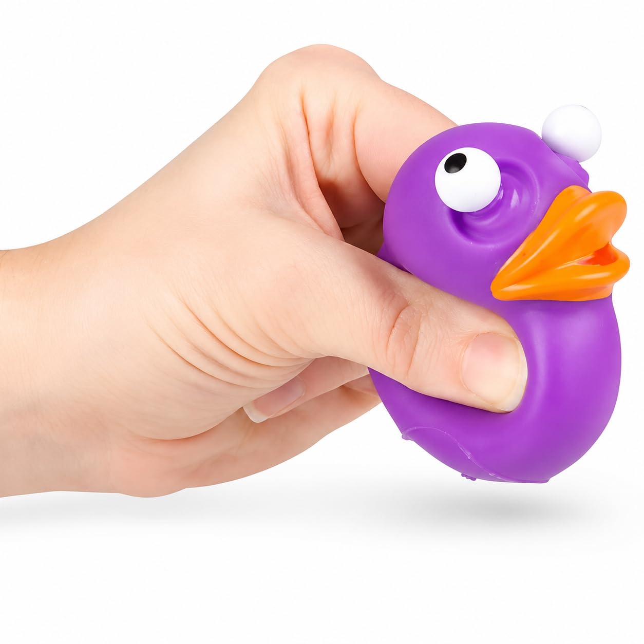 The Dreidel Company 5-Count Rubber Duck Eye Poppers, Squeeze to Quack, Toy Assortment Duckies for Kids, Bath Birthday Gifts Baby Showers Summer Beach