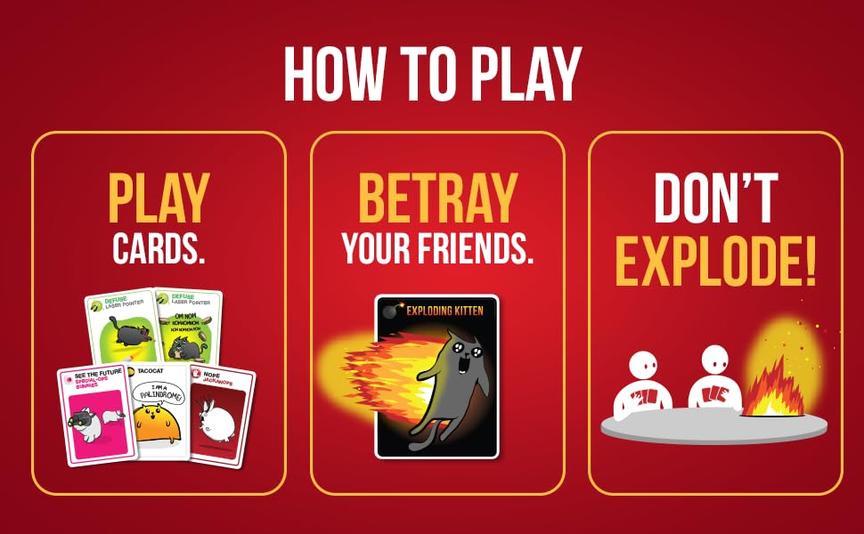 Exploding Kittens Grab & Game - Hilarious & Compact Card Game for Family and Travel - Party Fun for Ages 7 and Up - 2-4 Players - 15 Minutes of Play