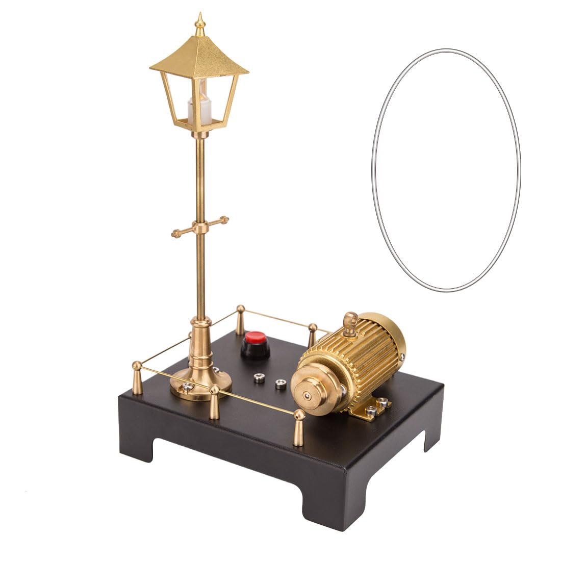 ENGINEDIY Steam Engine Model Mini Steam Generator and Lamp Scene Model Set Metal Engine Model Kits for Adults 16+ - 12 x 10 x 20CM