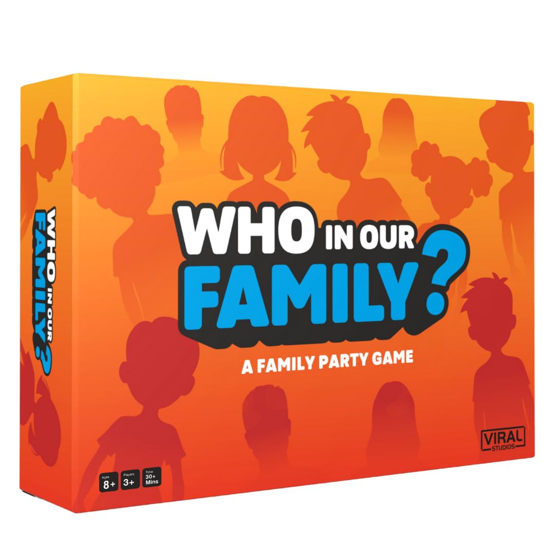 Viral Studios Who in Our Family? - Hilarious Family Party Game | Trivia, “Most Likely to” & Head-to-Head Challenges | Fun Family Game Night Card Game