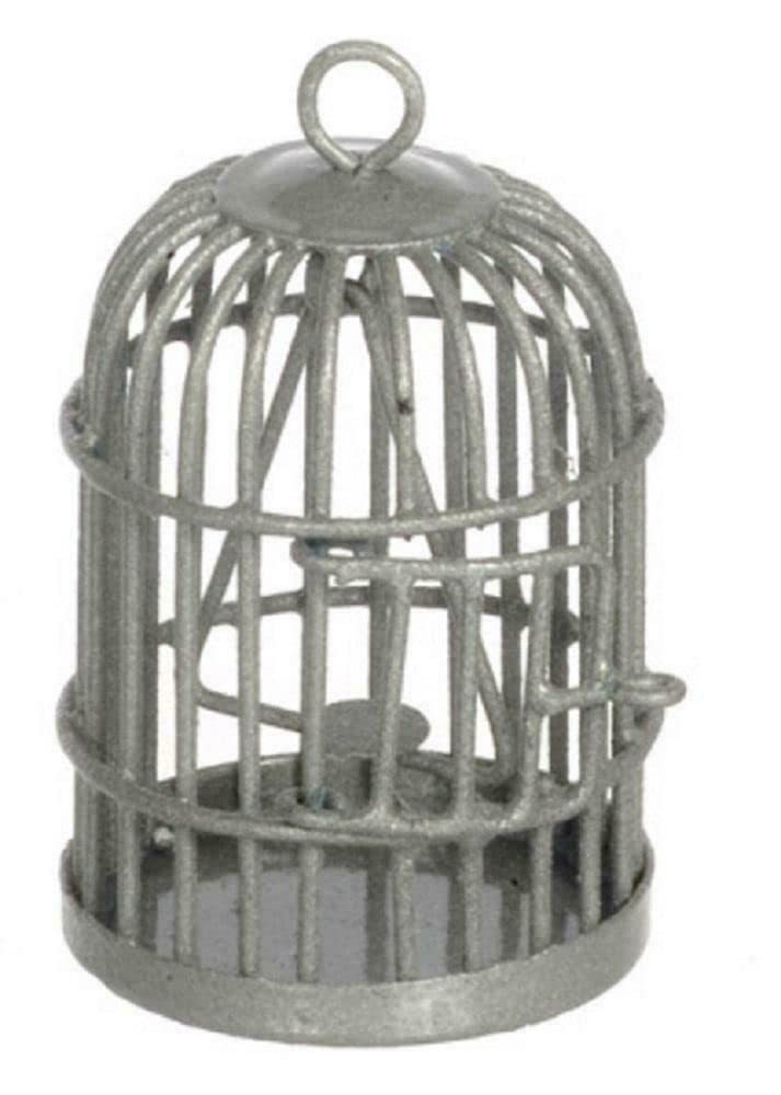 Dollhouse Miniature 1:12 Scale Round Silver Birdcage #Zc753