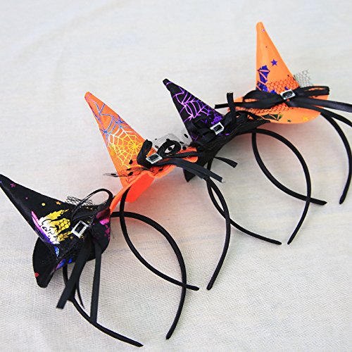 YADIRF 5 Pcs Headband Hairband Mini Pointy Witch Hat Lovely Hair Hoop Bowknot Cosplay For Funny Halloween Cosplay Costume Hair Accessories
