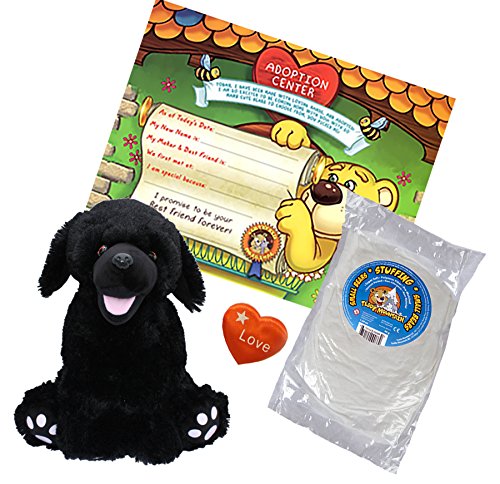 Stuffems Toy Shop Make Your Own Stuffed Animal Mini 8 Inch Plush Shadow the Black Labrador Dog Kit - No Sewing Required!