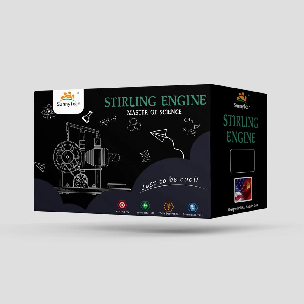 Sunnytech Hot Air Stirling Engine Motor Model Imagination Development Educational Toy Electricity Generator Colorful LED SC (SC02M)