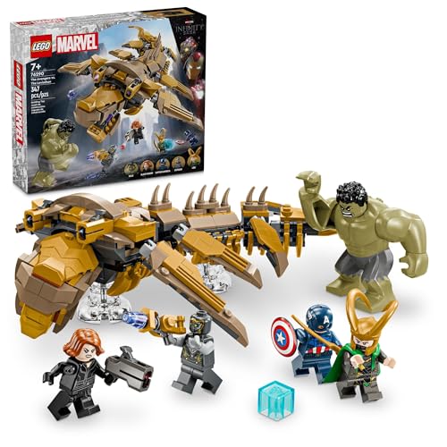 LEGO Marvel The Avengers vs. The Leviathan Superhero Toy, Building Set for Kids with Hulk Action Figure Plus 4 Marvel Minifigures, Avengers Birthday