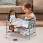 Badger Basket Metal Doll Bunk Bed - Scrollwork Frame with Ladder, Reversible Bedding and Pillows - Fits 18 Inch Girl Doll Furniture - Silver and Pink