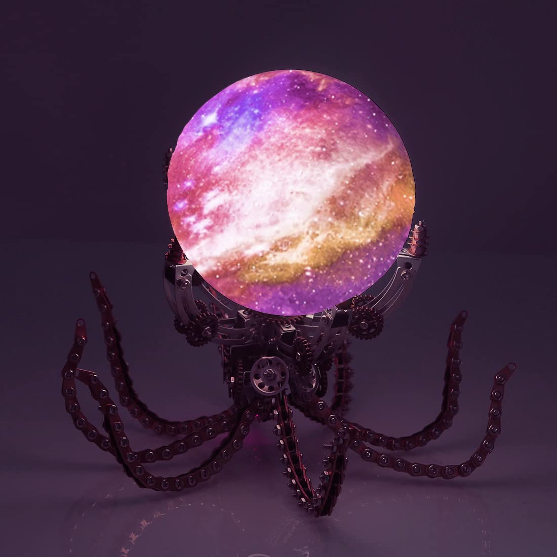Wooptoothy 3D Metal Puzzle Model Kit - 1060 Pieces Mechanical Octopus Base with Light, Assembly DIY Steampunk Puzzle Collection Ornament Decoration