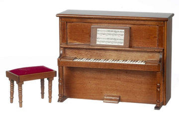 Miniature Upright Piano with Stool Sold at Miniatures