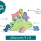 Mary Meyer LittleWood Blocks Wooden Block Set for Toddlers, Preschool Gift for 18+ Months, Fun & Educational Baby Toy, 9 x 8-Inches, Dinosaur