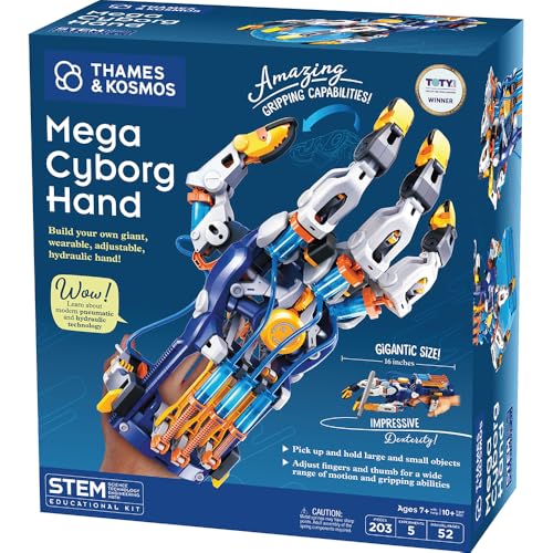 Thames & Kosmos Mega Cyborg Hand STEM Experiment Kit | Build Your Own GIANT Hydraulic Amazing Gripping Capabilities Adjustable for Different Sizes