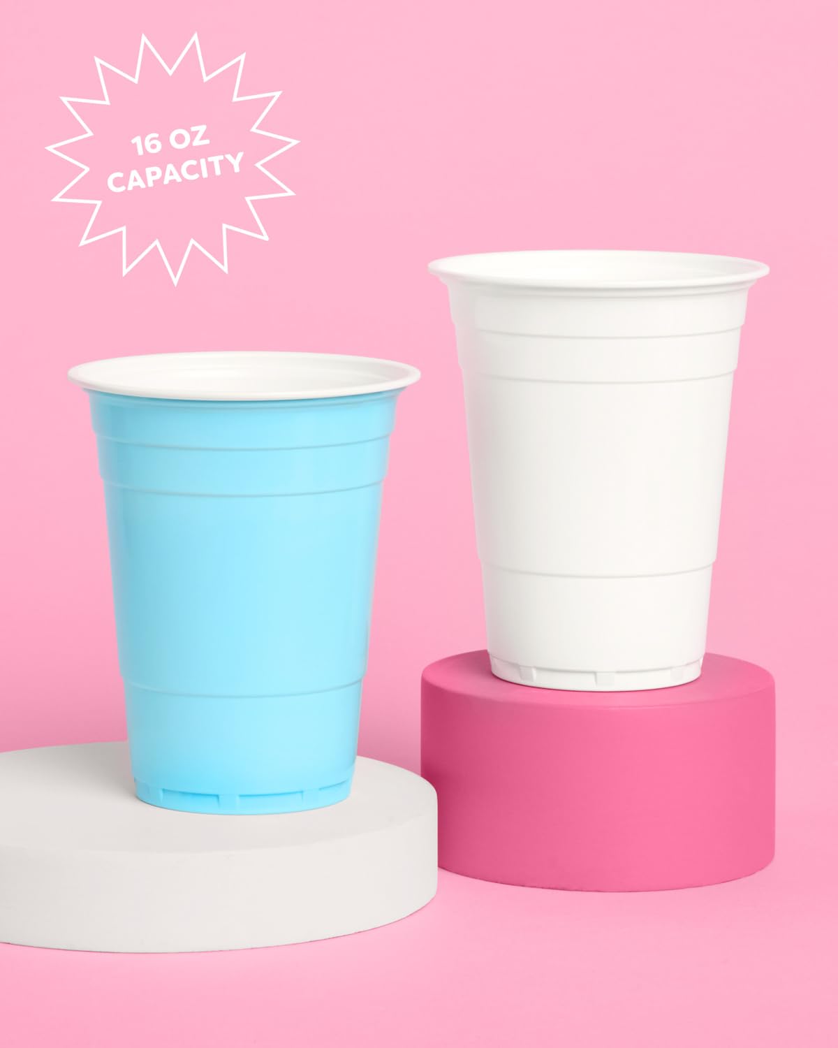 xo, Fetti 50pk Blue White Plastic Cups 16 oz | Party Drinkware Decor