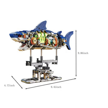 YAOZEBIN Mechanical Shark Building Set for Boys 12-20 with LED Light and Display Stand, 687 PCS Rotatable Function Sea Animal STEM Toy, Home Decor