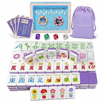 Meizinme Floating Mahjong Tile Set for Pool,160 American Mahjong Tiles Waterproof EVA Foam with Dice Storage Bag for Pool Party Beach Vacation Summer