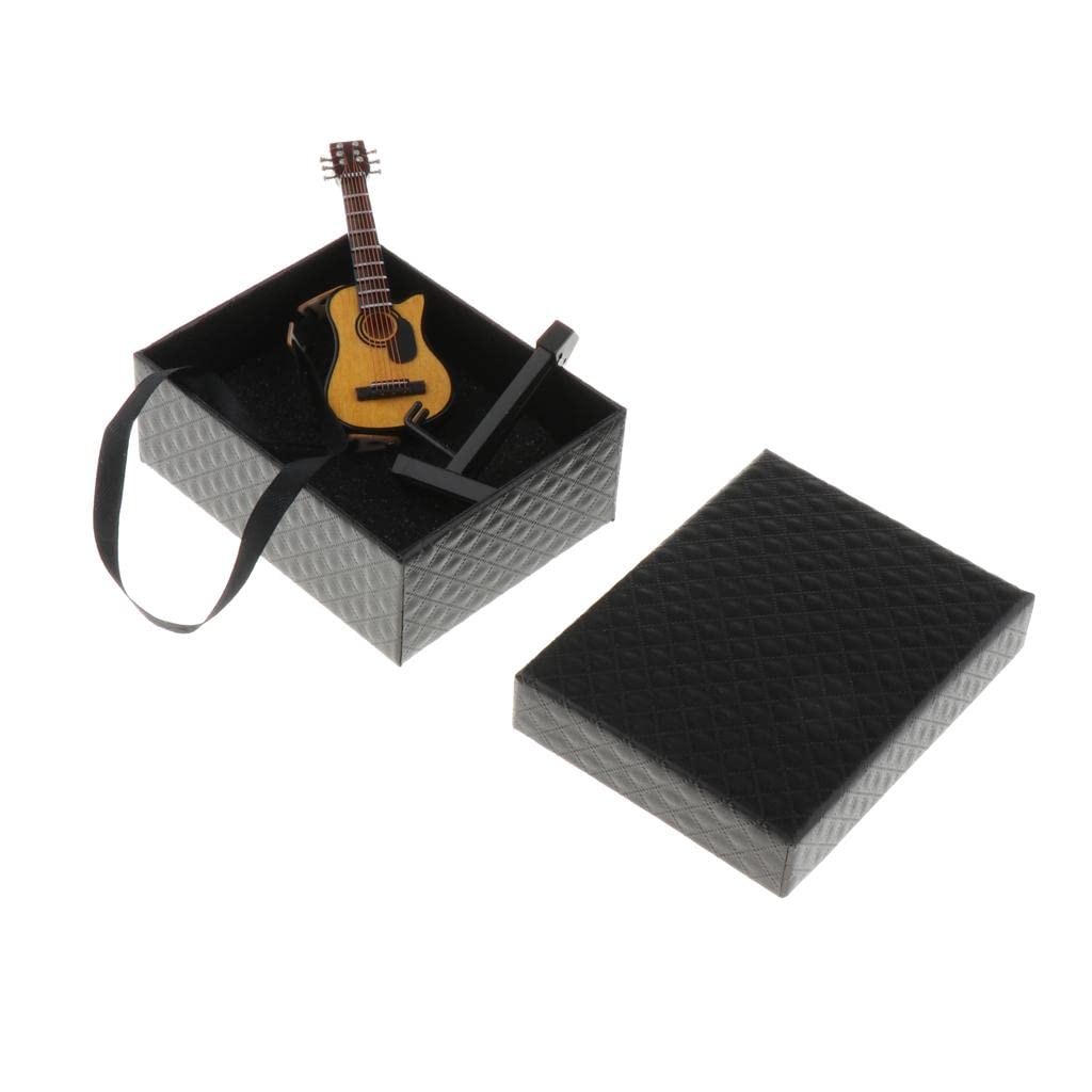 LoveinDIY 1:12 Wood Guitar with Stand Dolls House Artist Instruments Model