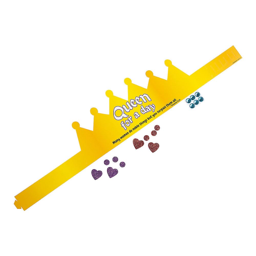 Fun Express Queen for a Day Blessed Mom Crown Craft Kit - Makes 12 - DIY Craft Gifts for Kids