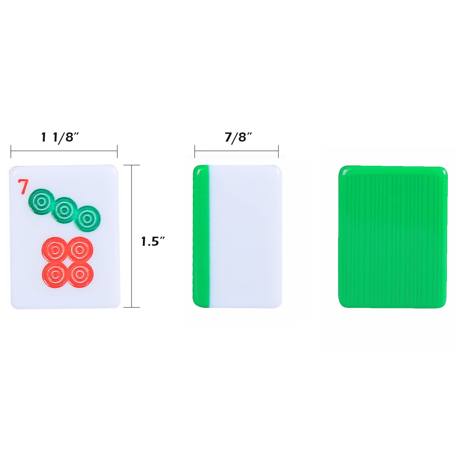 GUSTARIA Chinese Mahjong Set, Mahjong Game Set with 146 Numbered Large Tiles (1.5", Green), Mahjong Tiles Set with Brown Carrying Case
