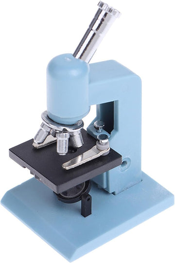Blue Miniature Microscope, Plastic Dollhouse Mini Laboratory Tool for Dollhouse Science STEM Scene, Experiment Scene Doll House Kit for 1:12 Scale