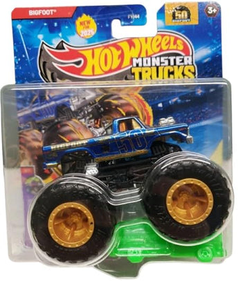 Hot Wheels Monster Trucks Bigfoot 50th Anniversary [Blue & Gold], Leading Legends 3/7, Diecast Vehicle