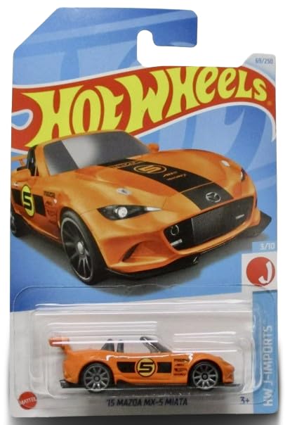 Hot Wheels 1:64 Scale Mazda MX-5 Miata Orange, HW J-Imports 3/10, 15 Car