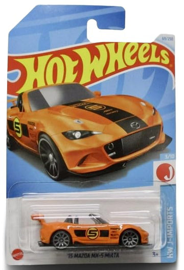 Hot Wheels 1:64 Scale Mazda MX-5 Miata Orange, HW J-Imports 3/10, 15 Car