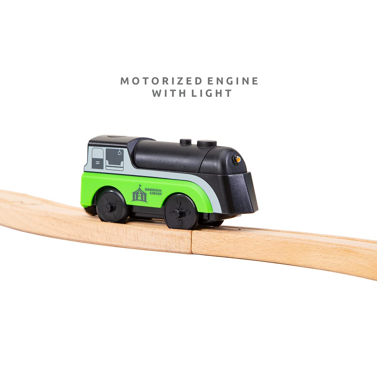 Wooden Train Set Magnetic Battery Operated Train Car with Wooden Tracks | Electric Lighted Train + Sound Track | Safari Circus Animal Compatible