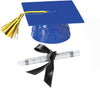 Blue Plastic Graduation Cap Cake Topper with Large Diploma Cake Topper