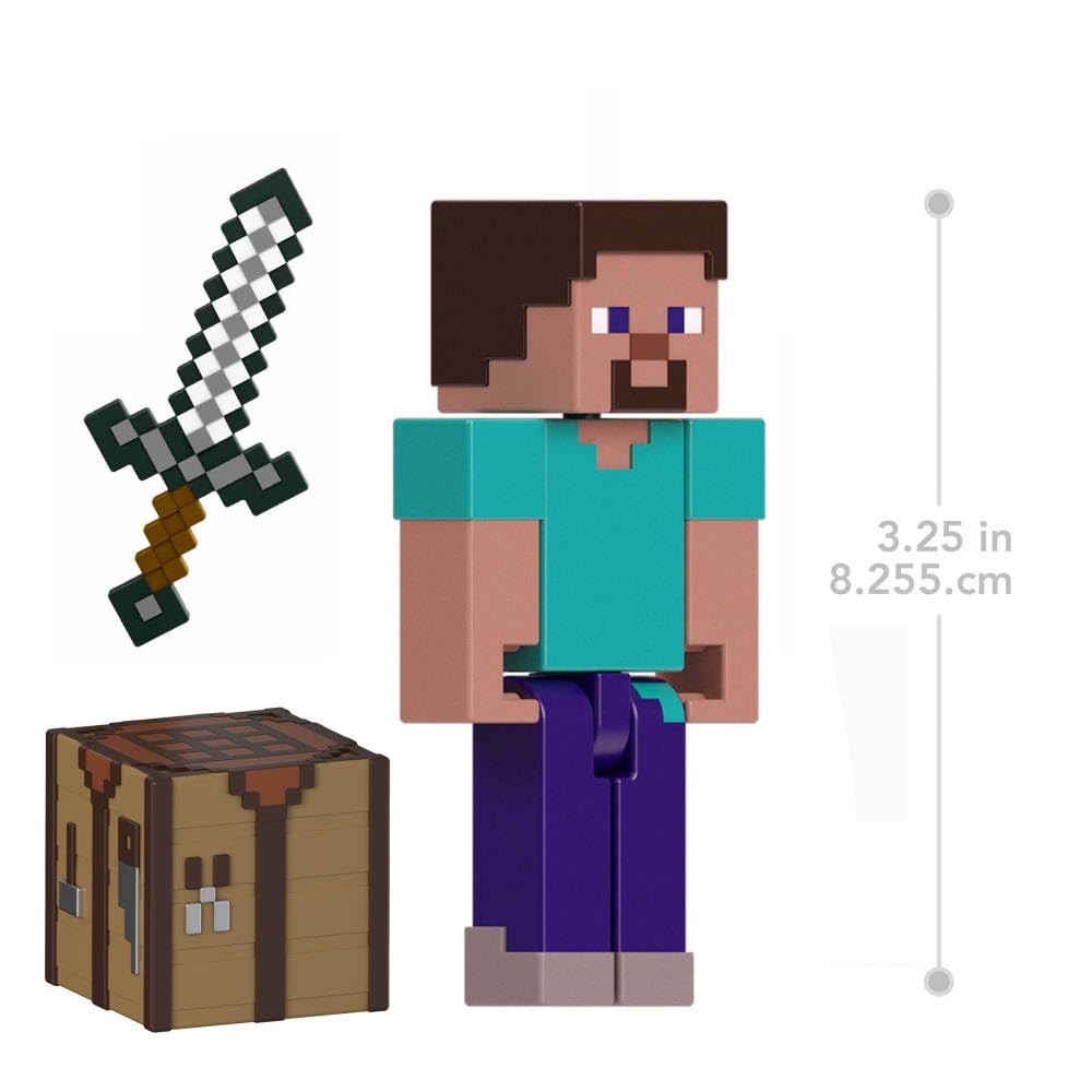 Mattel Minecraft Action Figure & Accessories 2-Pack with Steve in 3.25-inch Scale, Collectible Toy Set