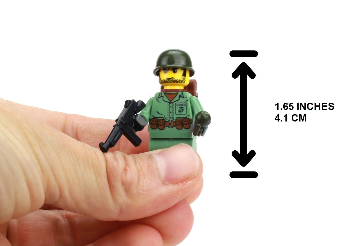 Battle Brick 1.6 Inches Tall Collectible US Marine WW2 Soldier Custom Minifigure | Genuine Military Minifig | Printed in The USA | World WAR 2 | Great
