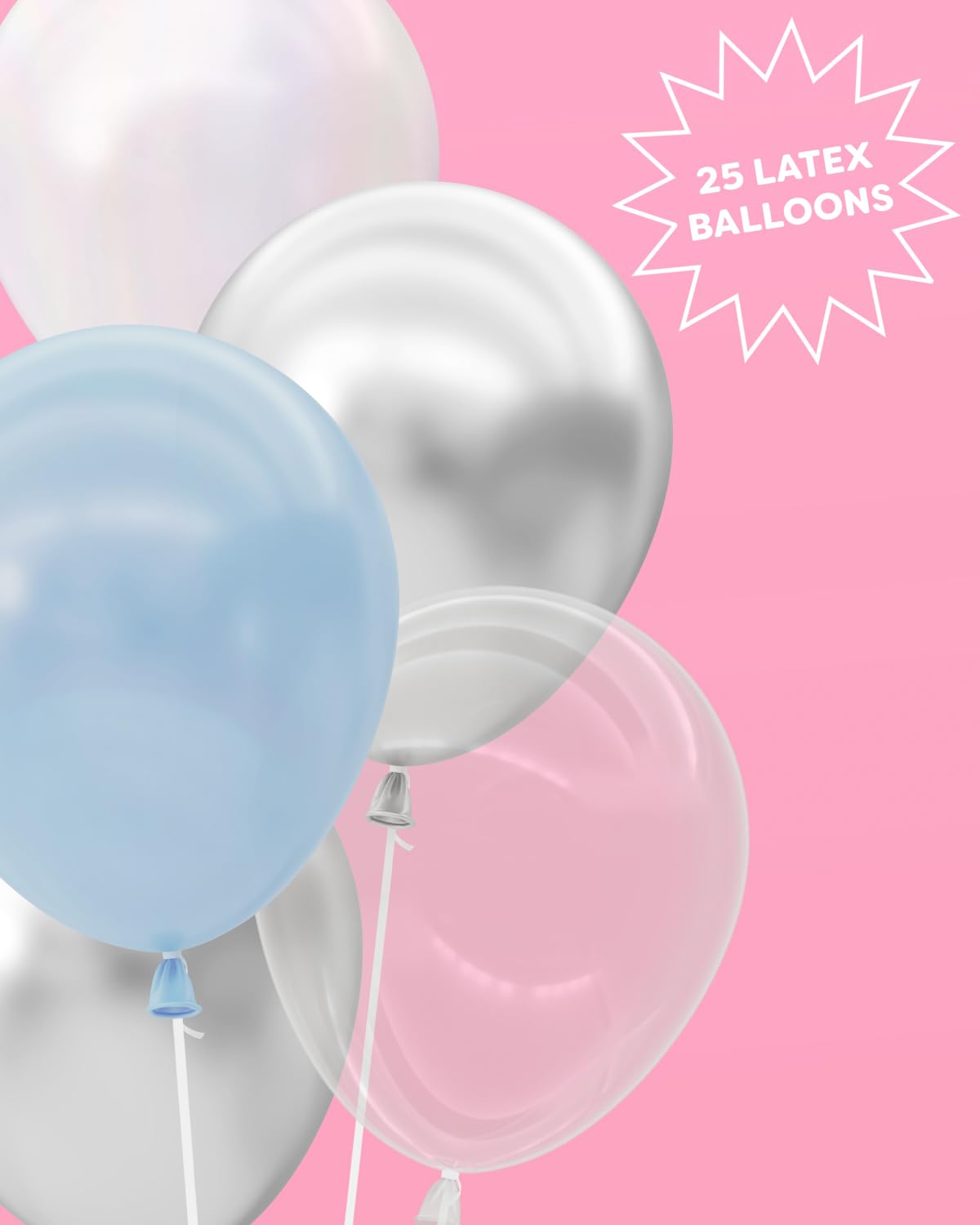 xo, Fetti 25 Blue White Latex Balloons 12" | Coastal Cloud Nine Party Decor