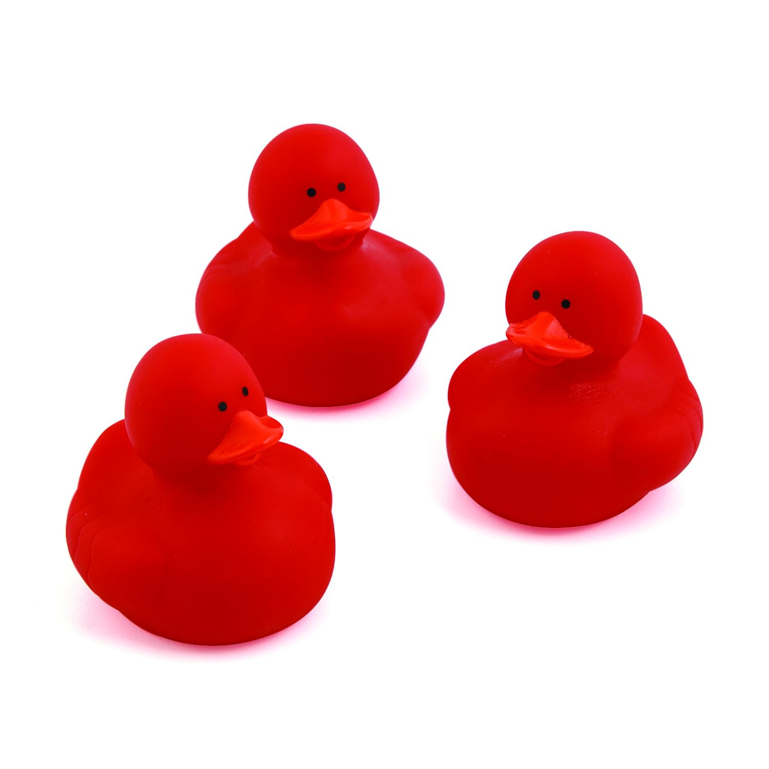 Fun Express Rubber 2" Solid Color Duckies - 12 Ducks (Red)