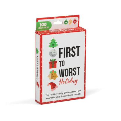 First to Worst Holiday Party Game Travel Edition - A Festive Card Game About How Your Friends & Family Rank Things for White Elephant Parties