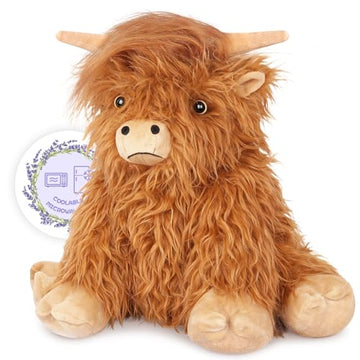 SuzziPals Heatable Coolable Weighted Highland Cow Stuffed Animals Plushie, Microwavable Heating Pad for Period Cramps & Pain, Lavender Scented Cow