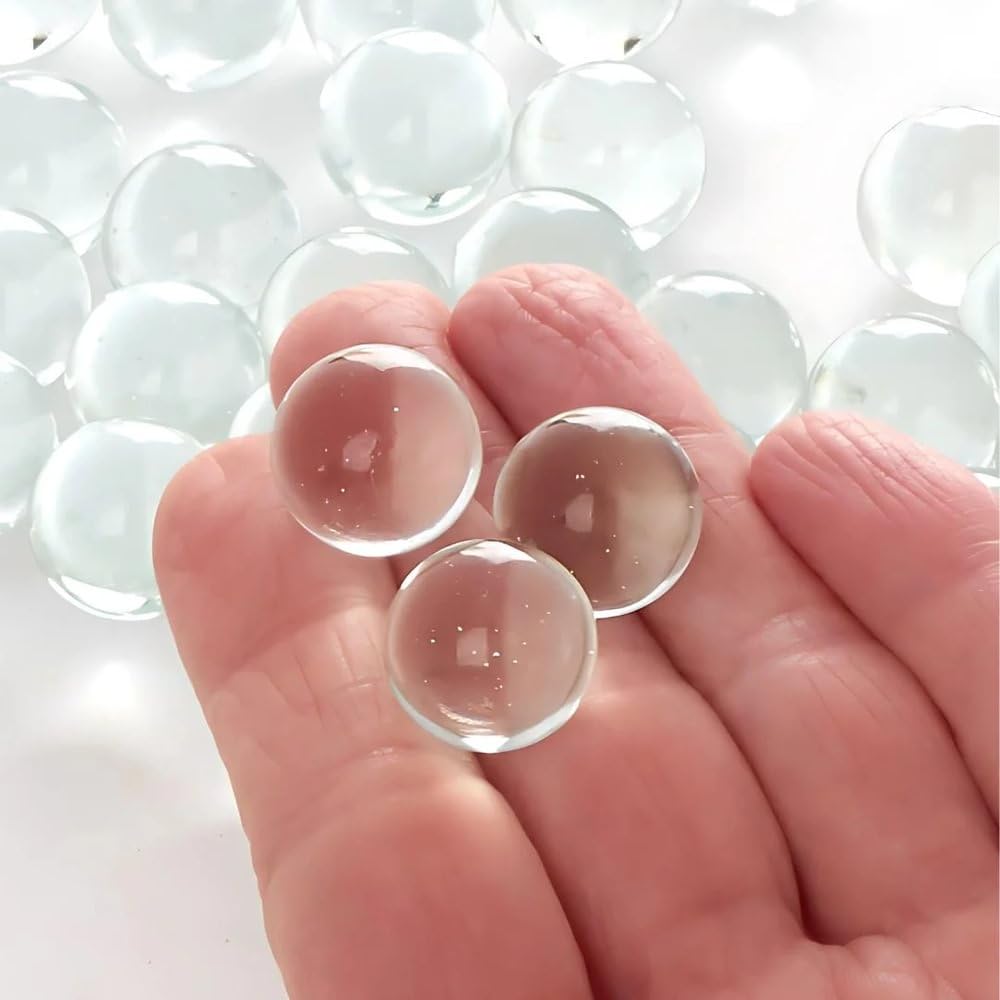 Fun Express Clear Glass Marbles - Bulk 1lb, 87 Marbles - Wedding and Home Decor Accessories