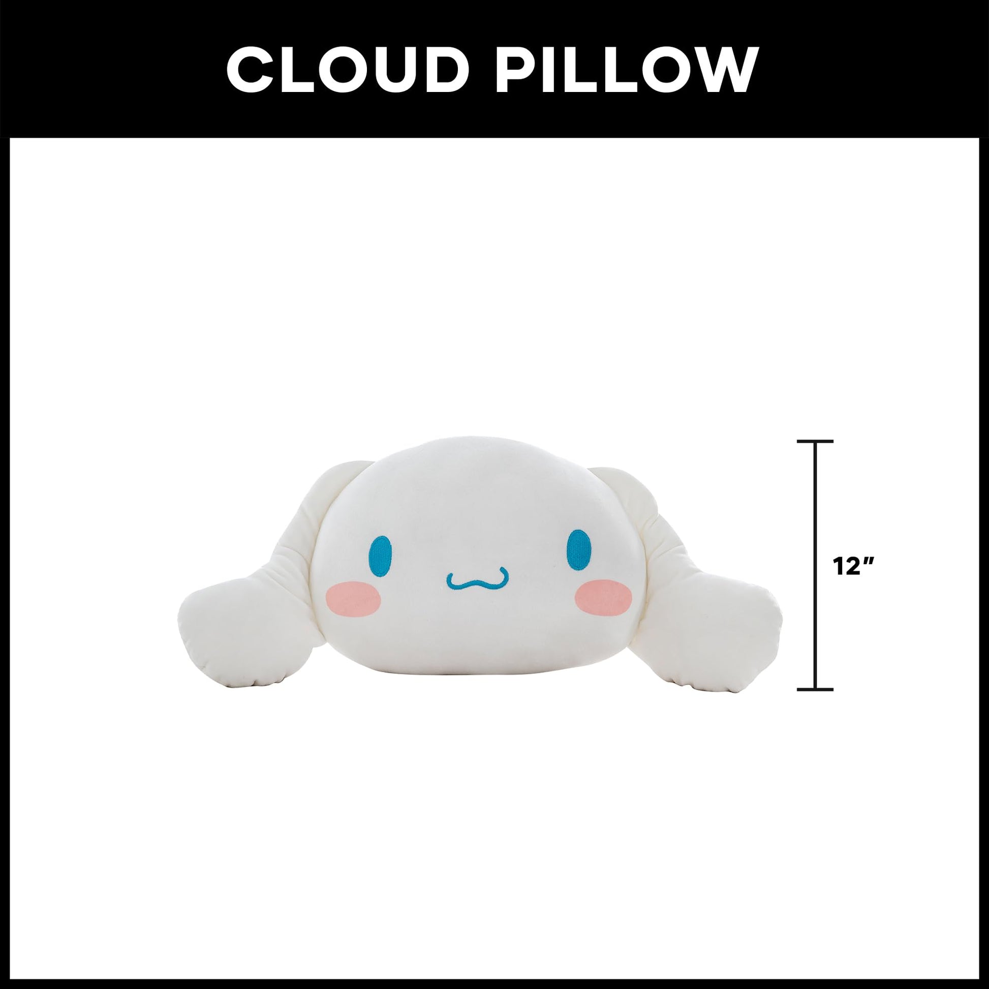 Northwest Sanrio Cinnamoroll Cloud Pillow 12" - Kawaii Stuffed Plushie, Great Gift for Anime Fans, Cartoon Character, Bedroom Decor