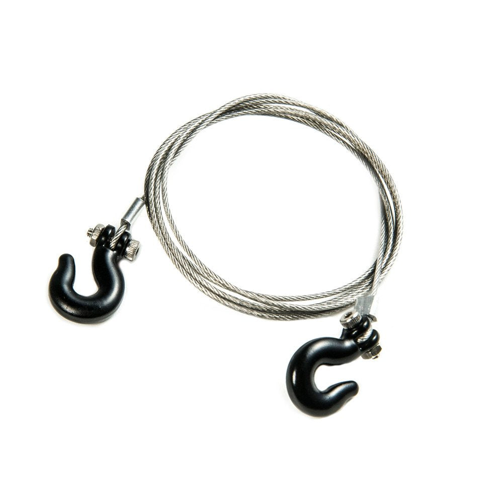 RCLions 1/10 RC Crawler Accessories Steel Tow Rope with Hooks for Axial SCX10 Trx4 CC01 D90 RC Buggy Truck Car Parts (Black)