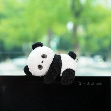 WASTROYAL Cute Plush Animal Dashboard Decor Adorable Elephant & Pig Car Screen Topper Stress Relief Desk Holder for Office, Car & Home (Panda)