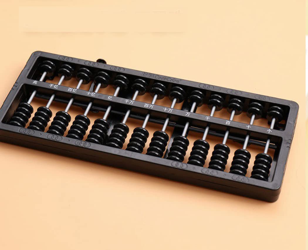 Abcsea 1 Piece Abacus 13 Digits, Chinese Vintage, Wooden, for Arithmetic Mathematic Education, black