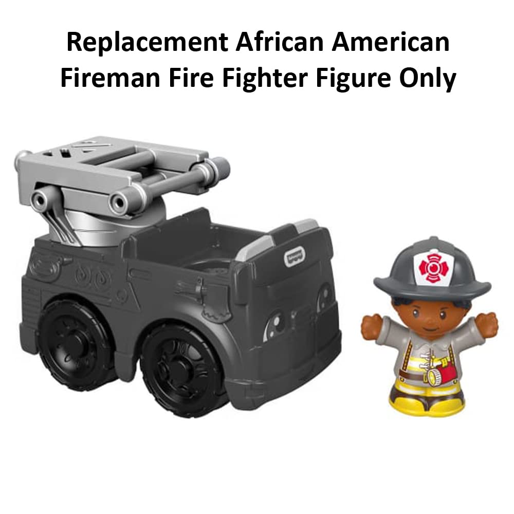 Replacement Part for Fisher-Price Little People to The Rescue Fire Truck Playset - GGT34 ~ Replacement African American Fireman Fire Fighter Figure ~