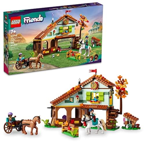 LEGO Friends Autumn’s Horse Stable Building Toys - Horse Toys for Girls & Boys, Ages 7+ - Includes 2 Minifigures, 2 Horses, Carriage, & More -