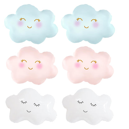 6PCS Cloud Balloons Foil Mylar Cloud Balloons for Birthday Party Decorations Supplies