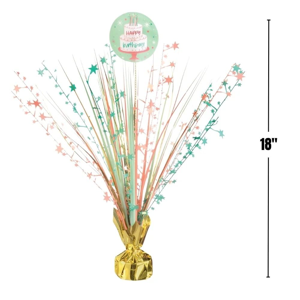 Foil Spray Centerpiece - 1 Pc. - Stunning Design, Perfect Party Accessory For Milestone Celebrations, Happy Cake Day, 18"