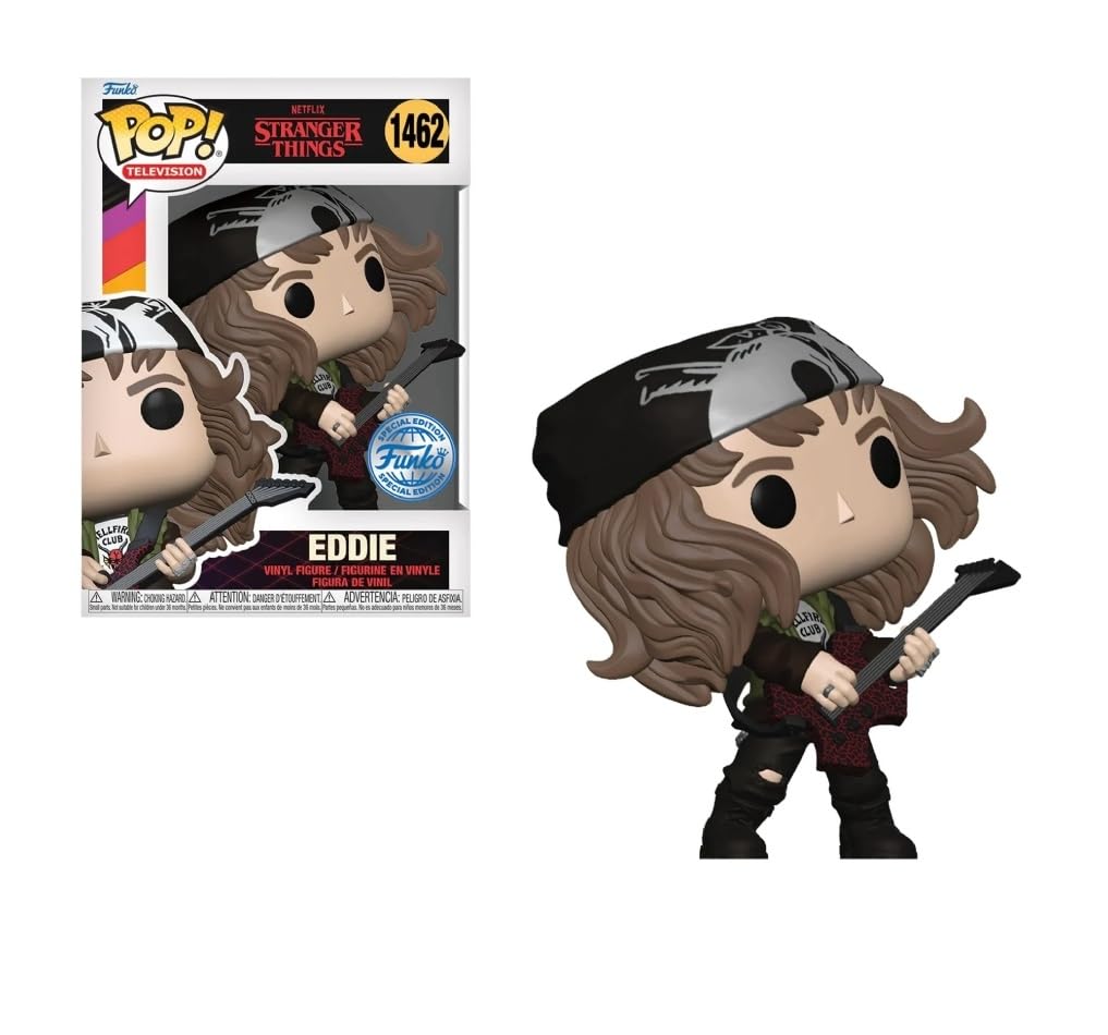 Funko Pop! TV: Stranger Things Season 4 Eddie with Guitar #1462 (Exclusive) - Official Netflix Vinyl Figure Collectible