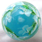 Big Game Toys~22mm (7/8") Hibiscus Hand Made Art Glass Marble w/Stand Turquoise/Blue/White Flower