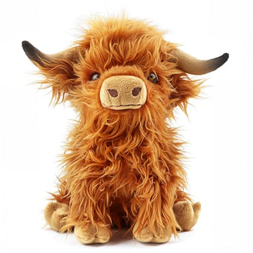 FSUGT Highland Cow Stuffed Animal Toy, Adorable Highland Cow Plush, Scottish Cow Plush Toy, Farm Animal Cattle Plush Decor Gifts for Kids Baby Girls
