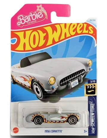 Hot Wheels 1956 Corvette Barbie (Gray) HW Screen Time 3/10, Diecast Car