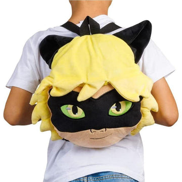 P.M.I. Miraculous Ladybug Plush School Backpack | One of Two 12-Inch-Tall Collectibles | Miraculous Ladybug Toys and Playable Plush Backpacks | Cat
