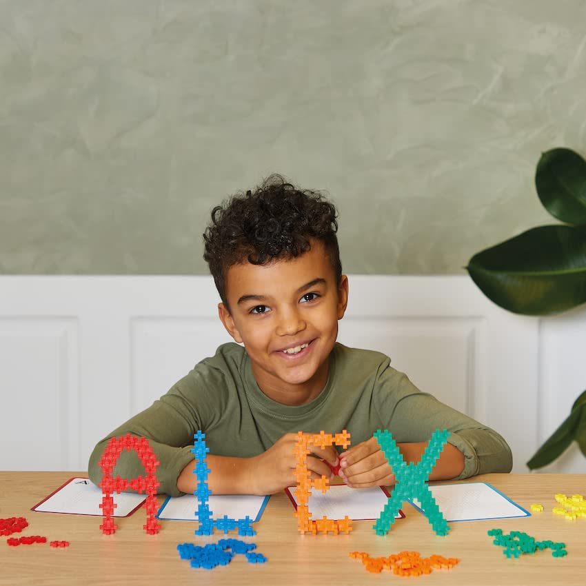 PLUS PLUS - Learn to Build ABC & 123 - 400 Pieces, 40 Flash Cards - Construction Building STEM / STEAM Toy, Interlocking Mini Puzzle Blocks for Kids