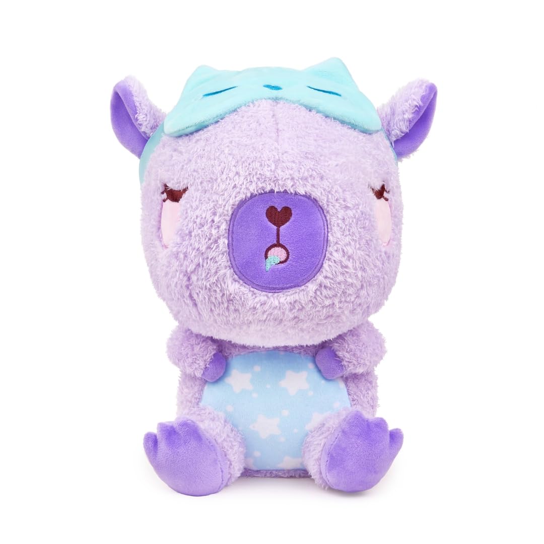 Sleepy Capybara Stuffed Animal - Lila the Sleepy-bara | Purple Soft Kawaii Plush Toy with Cute Sleepmask Accessory | Great Bedtime Plushies | Cozy