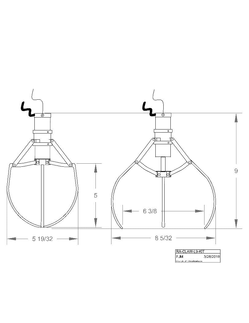 RetroArcade.us Crane Machine mid Size Replacement Claw Hand kit, Height is 9 inch with Coil and Cap